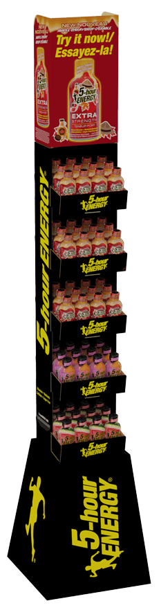 Canadian Skinny Tower with Maple Syrup, Hawaiian Breeze and Watermelon flavored Extra Strength 5-hour ENERGY shots.